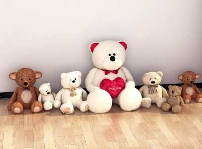 现代毛绒玩具3D模型下载